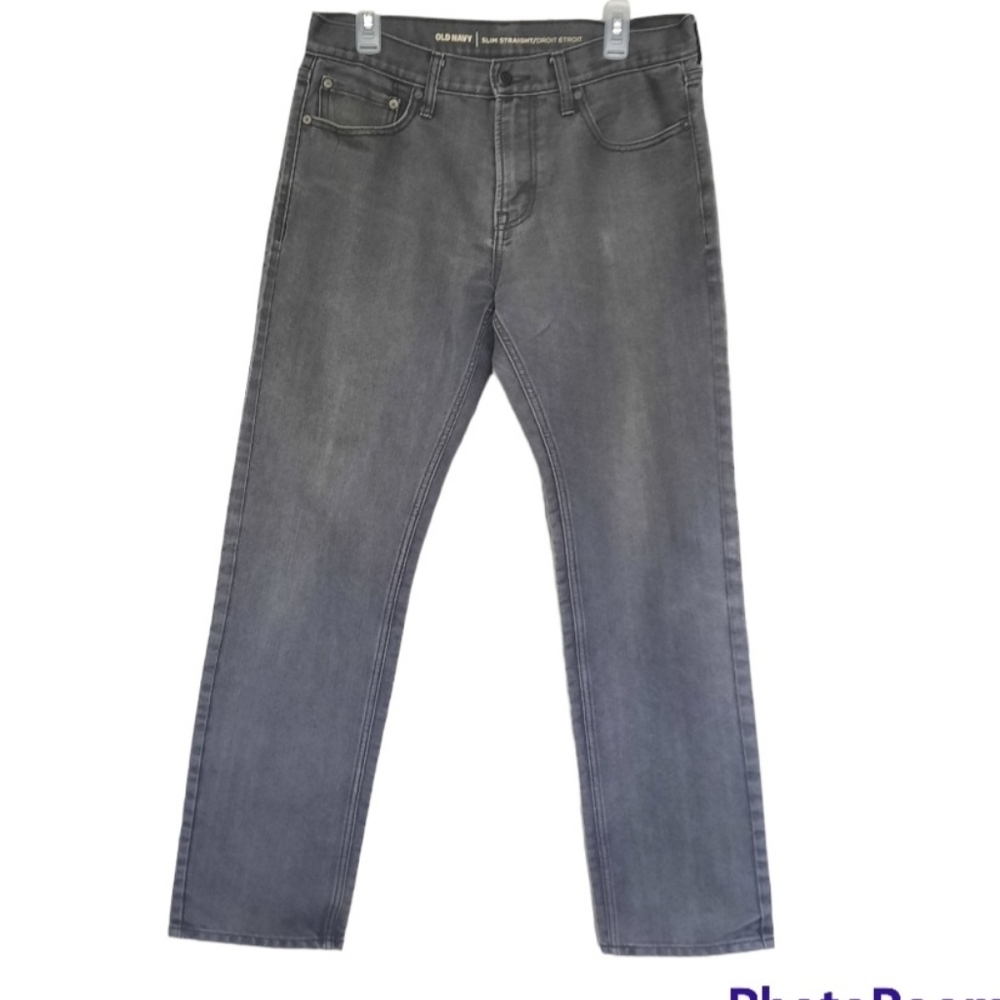 Old Navy Slim Straight Fit Jeans Mens 32x32 Gray EUC